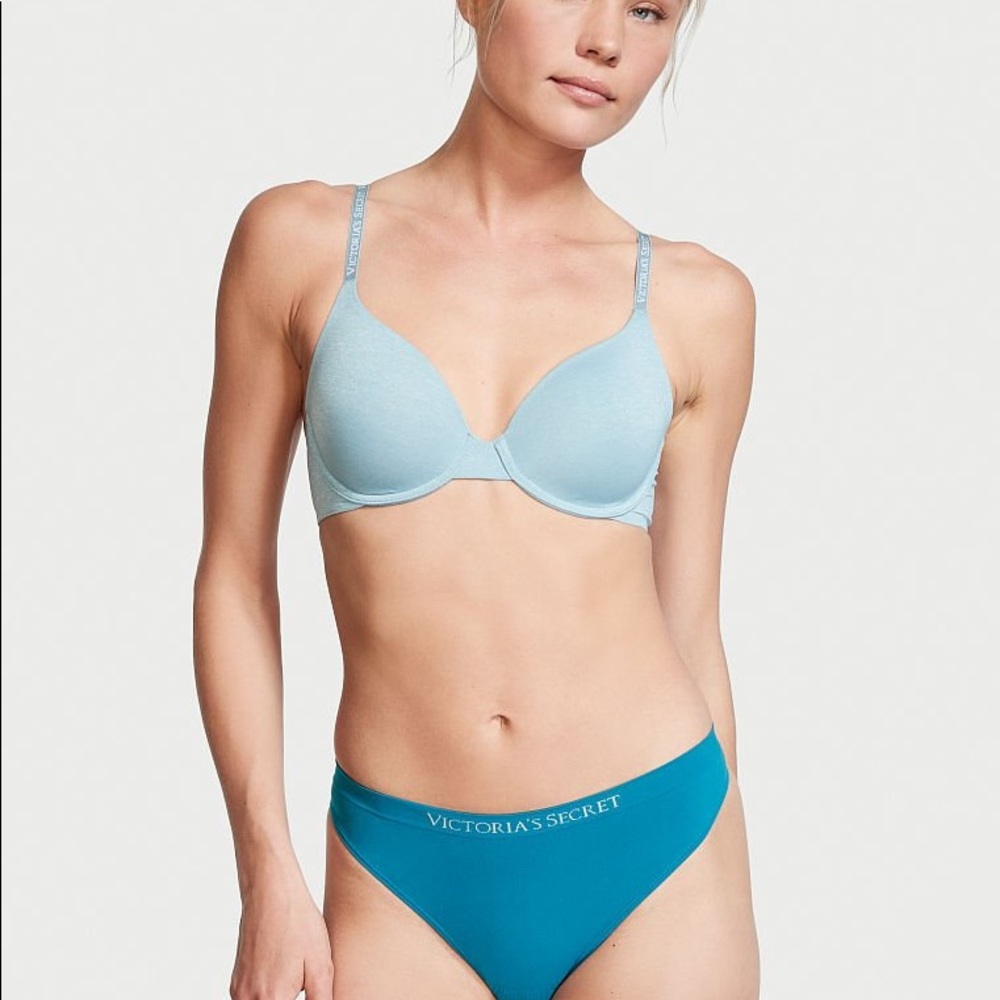 Victoria Secret THE T-SHIRT Everyday Perfect Thong Panty XL Blue